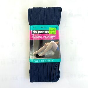 1990s No Nonsense Fashion Accents wide rib tights navy blue new in packaging
